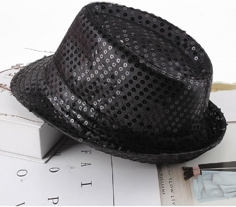 Ankelesz Sequin Hat for Man and Women,Western Sequin Fedora Hat Bling Dance Hats - Image 2